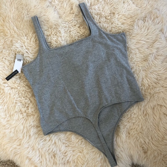 Nordstrom BP Square Neck Bodysuit Womens Gray - Picture 5 of 8